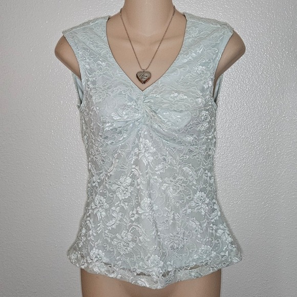 Rampage Tops - Rampage Lace‎ Tank Top Blouse Light Blue